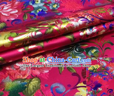 Chinese Traditional Hanfu Silk Fabric Classical Chrysanthemum Pattern Design Rosy Brocade Tang Suit Fabric Material