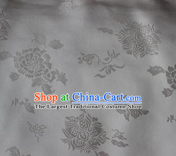 Chinese Traditional Peony Pattern Design White Brocade Fabric Asian Silk Fabric Chinese Fabric Material