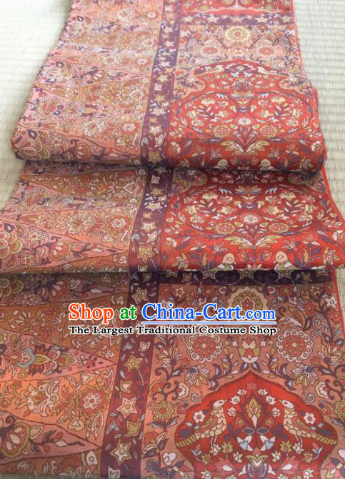 Chinese Traditional Embroidered Pattern Design Red Brocade Fabric Asian Silk Fabric Chinese Fabric Material