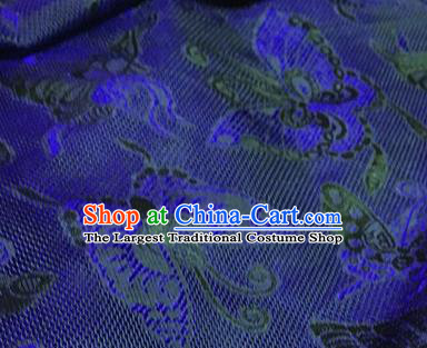 Chinese Traditional Butterfly Pattern Design Royalblue Brocade Fabric Asian Silk Fabric Chinese Fabric Material
