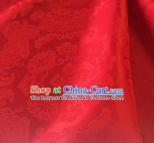 Chinese Traditional Flowers Pattern Design Red Brocade Fabric Asian Silk Fabric Chinese Fabric Material