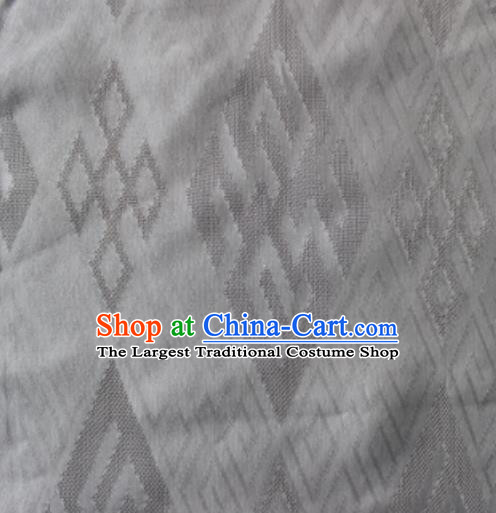 Chinese Traditional Rhombus Pattern Design White Brocade Fabric Asian Silk Fabric Chinese Fabric Material