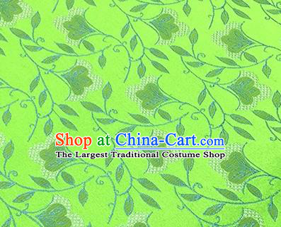 Chinese Traditional Hanfu Silk Fabric Classical Leaf Pattern Design Green Brocade Tang Suit Fabric Material