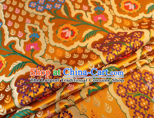 Chinese Classical Pattern Design Golden Brocade Traditional Hanfu Silk Fabric Tang Suit Fabric Material