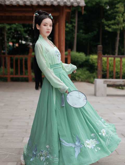 Traditional Chinese Ming Dynasty Princess Green Hanfu Dress Ancient Court Embroidered Historical Costume for Women