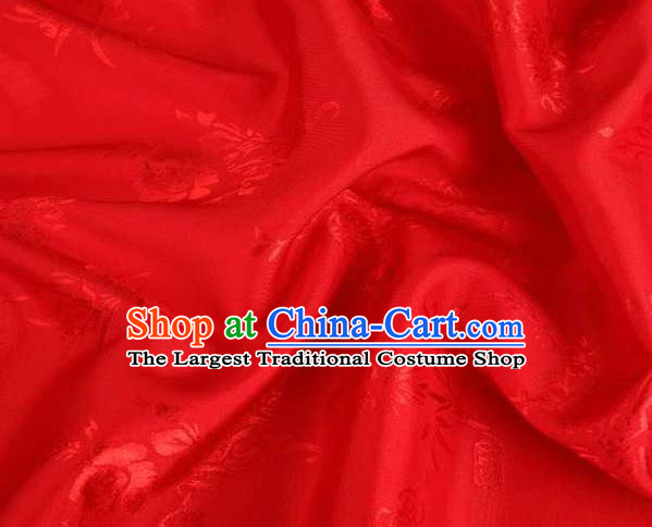 Chinese Classical Begonia Pattern Design Red Brocade Traditional Hanfu Silk Fabric Tang Suit Fabric Material