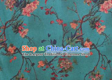 Chinese Traditional Begonia Pattern Design Green Satin Watered Gauze Brocade Fabric Asian Silk Fabric Material