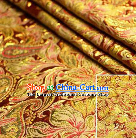 Chinese Classical Pattern Design Purplish Red Brocade Asian Traditional Hanfu Silk Fabric Tang Suit Fabric Material