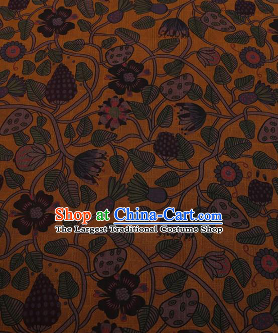 Traditional Chinese Satin Classical Strawberry Pattern Design Yellow Watered Gauze Brocade Fabric Asian Silk Fabric Material