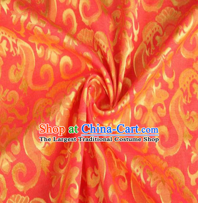 Chinese Classical Didymaotus Pattern Design Red Brocade Traditional Hanfu Silk Fabric Tang Suit Fabric Material