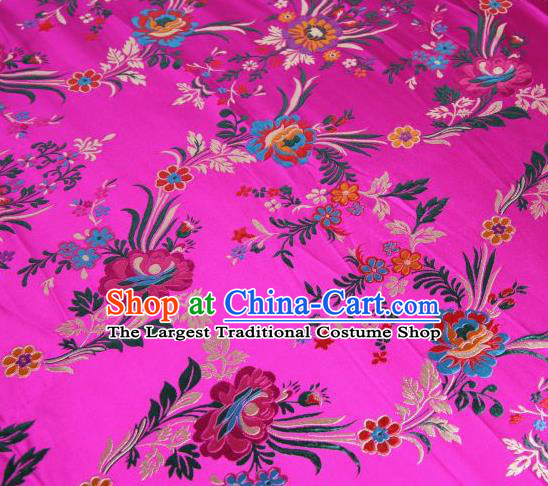Chinese Classical Malus Spectabilis Pattern Design Rosy Brocade Asian Traditional Hanfu Silk Fabric Tang Suit Fabric Material