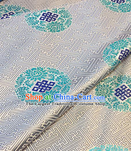 Chinese Classical Buddhism Lotus Pattern Design White Brocade Drapery Asian Traditional Tang Suit Silk Fabric Material