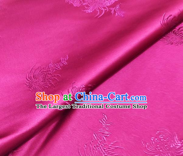 Traditional Chinese Classical Chrysanthemum Pattern Design Fabric Rosy Brocade Tang Suit Satin Drapery Asian Silk Material