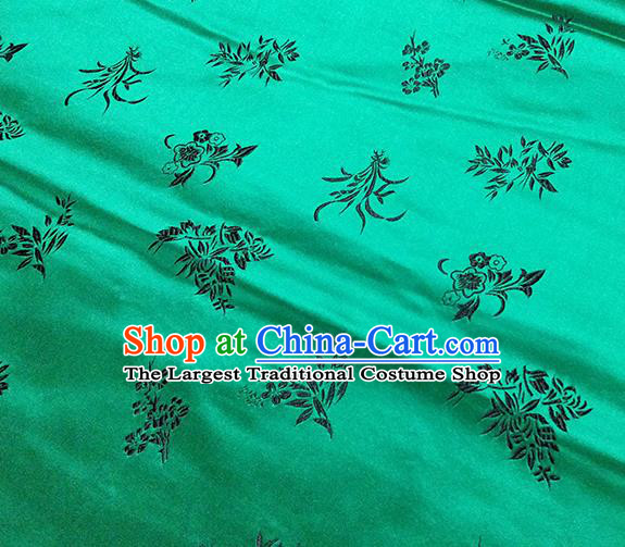 Traditional Chinese Classical Orchid Pattern Design Fabric Green Brocade Tang Suit Satin Drapery Asian Silk Material