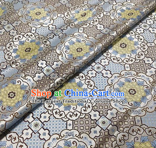 Traditional Chinese Classical Tibetan Pattern Design Fabric White Brocade Tang Suit Satin Drapery Asian Silk Material