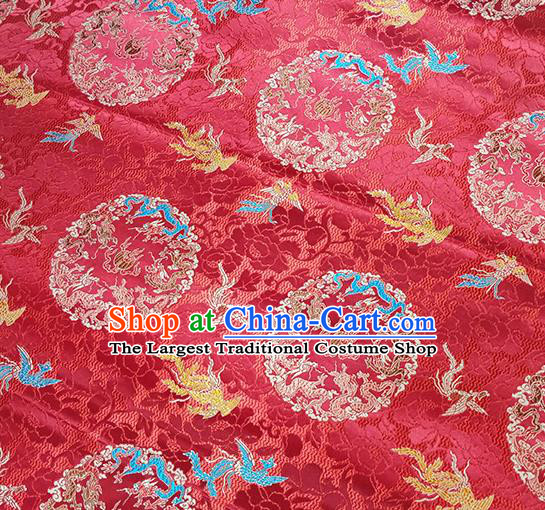 Traditional Chinese Classical Phoenix Pattern Design Fabric Red Brocade Tang Suit Satin Drapery Asian Silk Material