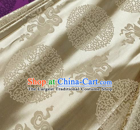 Traditional Chinese Classical Ribbon Cucurbit Pattern Design Fabric Light Golden Brocade Tang Suit Satin Drapery Asian Silk Material