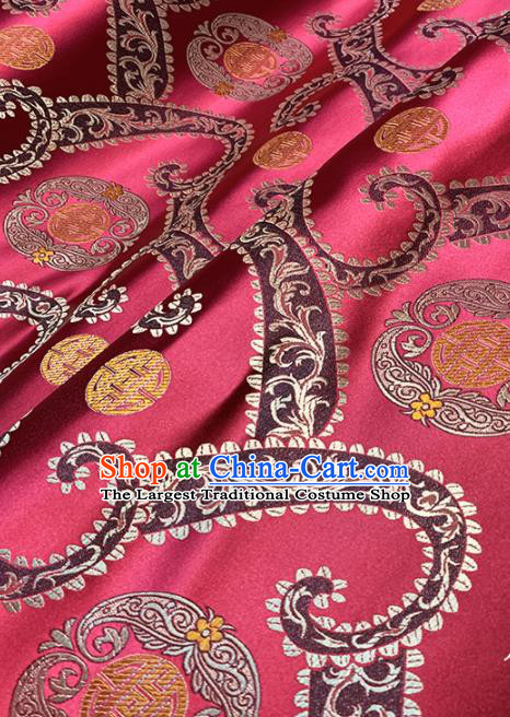 Chinese Classical Wine Red Brocade Traditional Pattern Design Satin Drapery Asian Tang Suit Silk Fabric Material