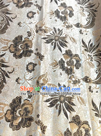 White Brocade Traditional Chinese Classical Pattern Design Satin Drapery Asian Tang Suit Silk Fabric Material