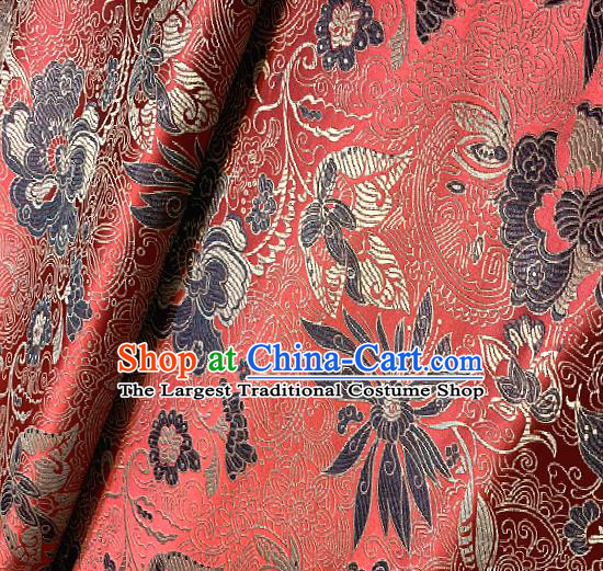 Red Brocade Traditional Chinese Classical Pattern Design Satin Drapery Asian Tang Suit Silk Fabric Material