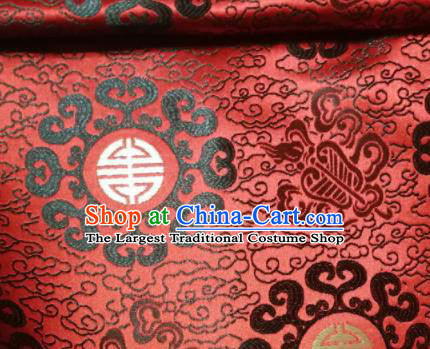 Asian Chinese Royal Pattern Design Red Brocade Mongolian Robe Fabric Traditional Satin Classical Drapery Silk Material