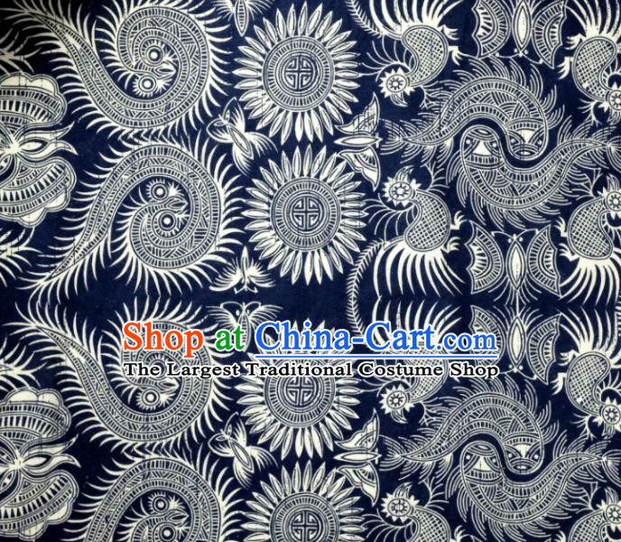 Asian Chinese Batik Fabric White Satin Classical Pattern Design Traditional Drapery Silk Material