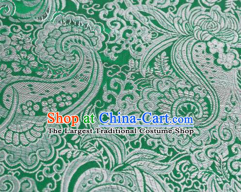 Asian Chinese Fabric Green Satin Classical Pattern Design Brocade Traditional Drapery Silk Material
