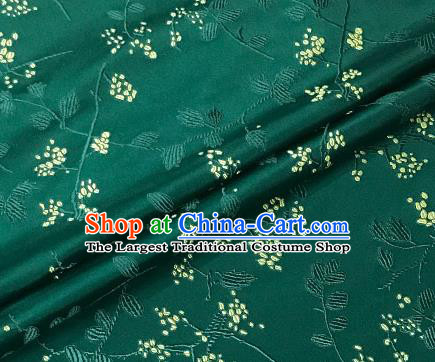 Asian Japanese Kimono Fabric Classical Pattern Design Deep Green Brocade Traditional Drapery Silk Material