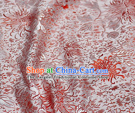 Chinese Classical Chrysanthemum Pattern Design Pink Satin Fabric Brocade Asian Traditional Drapery Silk Material