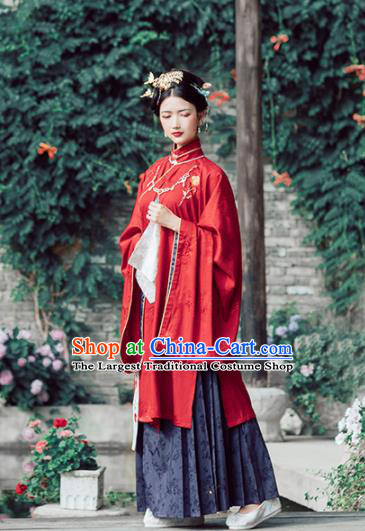 Asian Chinese Ancient Court Queen Embroidered Hanfu Dress Traditional Ming Dynasty Imperial Empress Wedding Historical Costume for Women