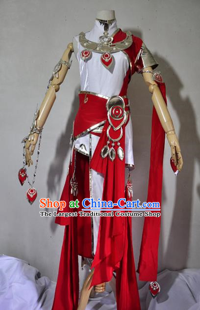 Chinese Traditional Cosplay Young Lady Costume Ancient Female Swordsman Red Dress for Women