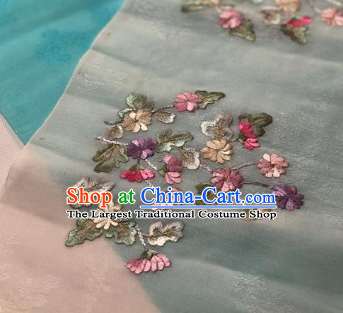 Traditional Chinese Embroidered Daisy Grey Silk Fabric Classical Pattern Design Brocade Fabric Asian Satin Material