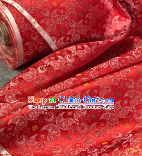 Traditional Chinese Satin Classical Pattern Design Red Brocade Fabric Asian Silk Fabric Material