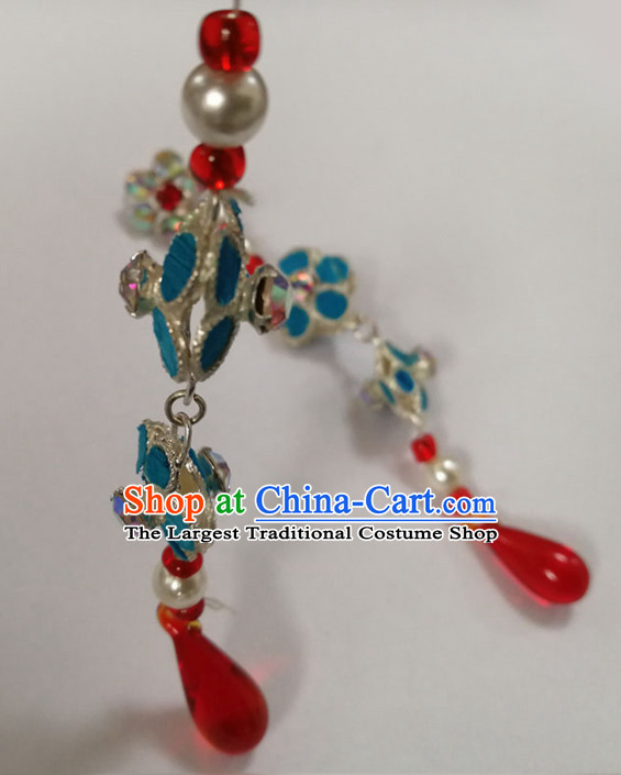 Chinese Ancient Queen Agate Plum Earrings Traditional Beijing Opera Diva Ear Accessories for Adults