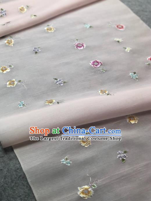 Traditional Chinese Pink Silk Fabric Classical Embroidered Flowers Pattern Design Brocade Fabric Asian Satin Material