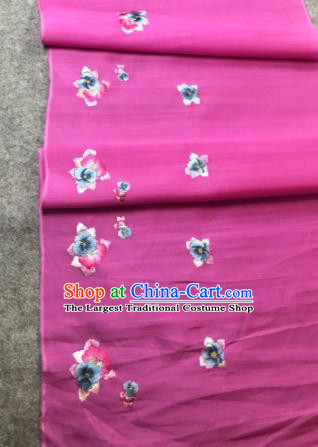 Traditional Chinese Rosy Silk Fabric Classical Embroidered Flowers Pattern Design Brocade Fabric Asian Satin Material