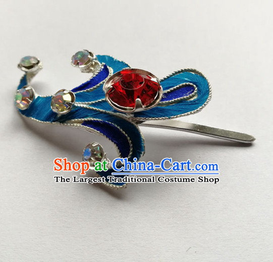 Chinese Ancient Court Princess Red Crystal Hairpins Traditional Beijing Opera Diva Hair Accessories for Adults