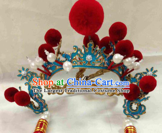 Chinese Ancient General Helmet Traditional Beijing Opera Takefu Hat Hair Accessories for Adults