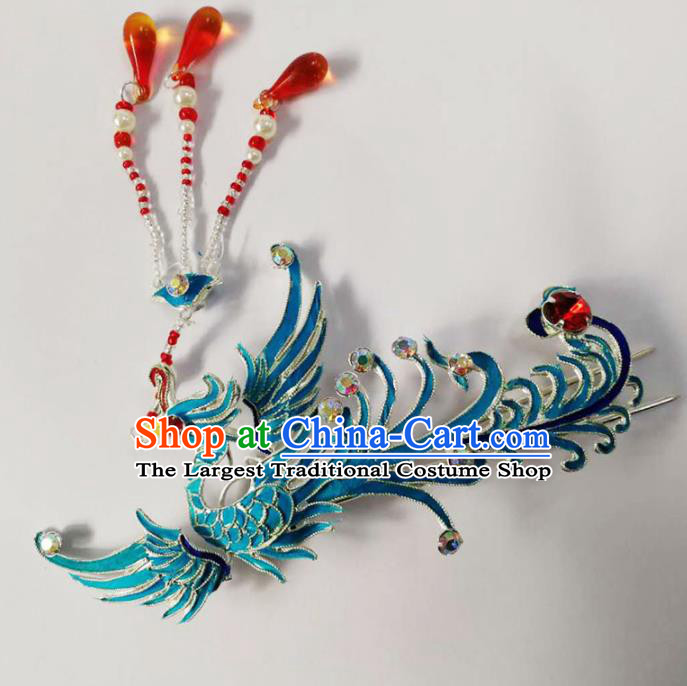 Chinese Ancient Princess Phoenix Tassel Hairpins Traditional Beijing Opera Diva Hair Accessories for Adults