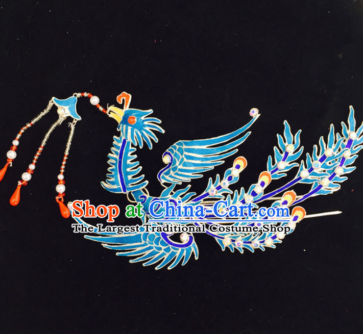 Chinese Ancient Princess Tassel Hairpins Palace Phoenix Hair Clip Traditional Beijing Opera Diva Court Hair Accessories for Adults