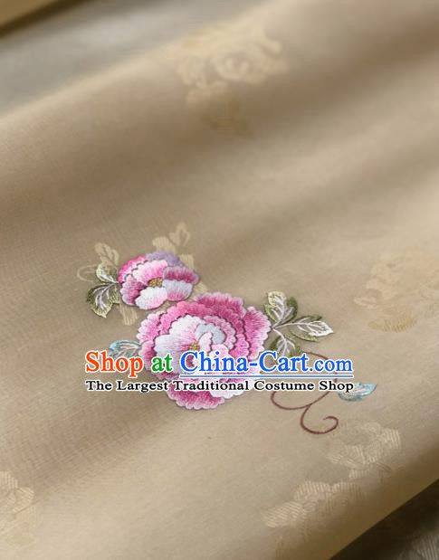 Traditional Chinese Yellow Silk Fabric Classical Embroidered Pattern Design Brocade Fabric Asian Satin Material