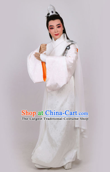 Chinese Traditional Beijing Opera Niche White Robe Ancient Swordsman Costume for Men