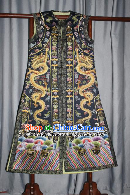 Chinese Traditional Drama Manchu Empress Embroidered Vest Ancient Qing Dynasty Queen Costume for Women