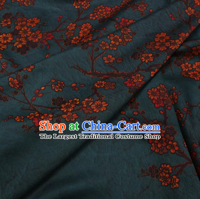 Traditional Chinese Classical Plum Blossom Pattern Design Atrovirens Gambiered Guangdong Gauze Asian Brocade Silk Fabric