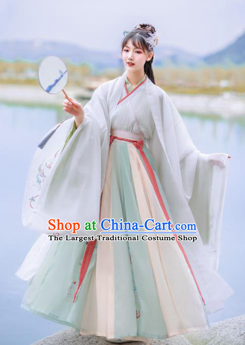 Chinese Traditional Court Princess Hanfu Dress Ancient Jin Dynasty Palace Lady Embroidered Historical Costume for Women