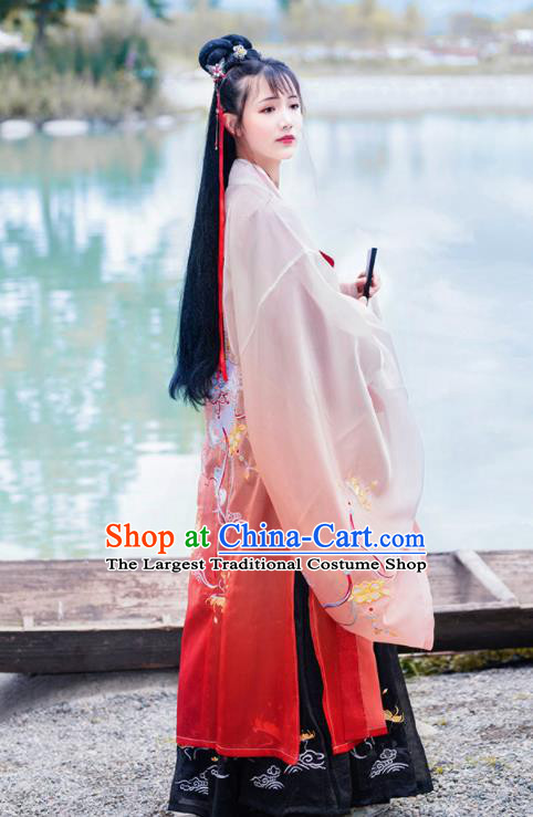 Chinese Traditional Han Dynasty Imperial Consort Hanfu Dress Ancient Court Princess Embroidered Historical Costume for Women