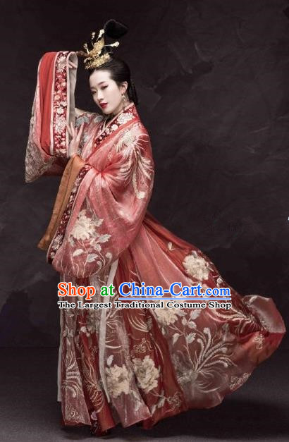 Traditional Chinese Han Dynasty Imperial Consort Hanfu Dress Ancient Court Empress Embroidered Replica Costumes for Women