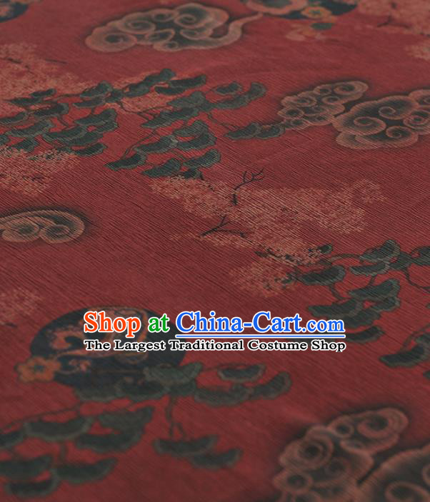 Chinese Traditional Classical Clouds Pattern Design Red Gambiered Guangdong Gauze Asian Brocade Silk Fabric