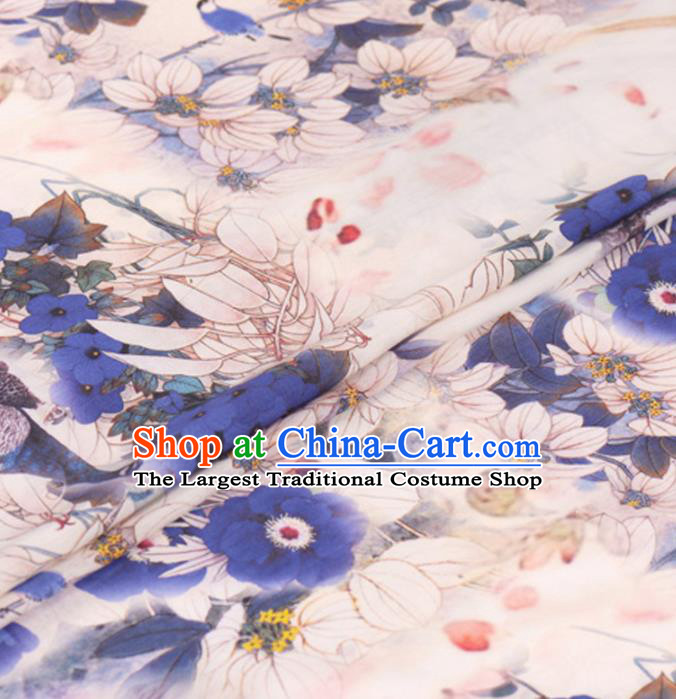 Asian Chinese Classical Flowers Pattern Gambiered Guangdong Gauze Traditional Cheongsam Brocade Silk Fabric