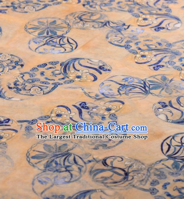 Asian Chinese Classical Orchid Pattern Yellow Gambiered Guangdong Gauze Traditional Cheongsam Brocade Silk Fabric